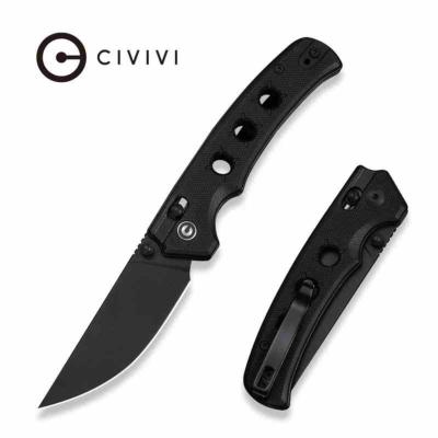 CIVC24020C1 Civivi Noctis – Couteau Pliant Lame Acier Nitro-V Black Straight Back Manche G10 Noir Crossbar Lock – Livraison Gratuite