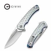CIVC240402  CIVIVI Voidflare | Couteau Lame Drop Point Acier 14C28N Satin | Manche Greyish White Resin Linerlock - Livraison Gratuite