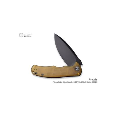 CIVC803M — Couteau Civivi Praxis Lame Acier 9Cr18MoV Stonewashed Noir Manche Ultem Linerlock Livraison Gratuite