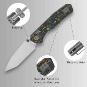 CMB22E Couteau Pliant CMB Made Knives Explorer V2 Lame Acier 14C28N Tanto Manche Fat Carbon Axis Lock - Livraison Gratuite