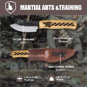 CTK102238SK Couteau Condor Norse Dragon Hunter Lame Acier 14C28N Manche en Hickory Américain Étui en Cuir Made Salvador - Livraison Gratuite