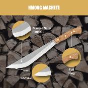 CTK3982115HC Couteau Condor Hmong Machete Drop Point 1075 High Carbon - Manche Micarta - Étui Cuir - Livraison Gratuite