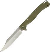 DGRTPFOLSW — Couteau Daggerr Knives Toothpick Linerlock Lame Acier 8Cr14MoV Clip Point Stonewashed Manche ABS Vert Olive Ouverture Flipper - Livraison Gratuite