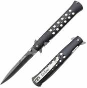 Lot de 3 EE10A128BK Couteau pliant ElitEdge Stiletto | Lame Spear Point Acier Inox | Ouverture assistée | Manche aluminium noir - Livraison Gratuite