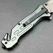 Lot de 3 EE10A97TGY ElitEdge Rescue Linerlock A/O | Couteau de Secours Lame Tanto Acier 420C | Manche Gray Alu - Livraison Gratuite