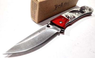 ER2012EA Couteau Elk Ridge Eagle Lame Drop Point Acier 3Cr13 Manche Acrylique/Bois Lockback - Livraison Gratuite