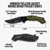 GH5131 Couteau Hibben Whirlwind Yellow Jacket Lame Acier 7Cr17MoV Trailing Point IKBS - Livraison Gratuite