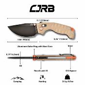 J1970BDE Couteau CJRB Doubletap | Lame Drop Point Acier D2 | Manche Desert G10 Recoil Lock V2 - Livraison Gratuite
