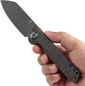 K1028A6 — Couteau Kansept Bulldozer Lame Acier CPM-20CV Tiger Stripe Flamed Drop Point Manche Titane Flammé Motif Rayures Frame Lock Clip de Poche Livraison Gratuite