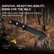 KI1103A2 Kizer Drop Bear Fix 7 – Couteau Bushcraft Lame Acier 1095HC Black Manche Black G10 étui kydex - Livraison Gratuite