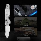 KIV2706A2 Couteau Kizer Parakeet Lame Sheepsfoot Acier Nitro-V Manche Acrylique Blanc Button Lock - Livraison Gratuite