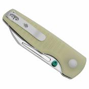 KIV2706A6  Couteau Kizer Parakeet | Lame Acier Nitro-V Black PVD Sheepsfoot | Manche Plaquettes GID G10 Green | Button Lock | Livraison Gratuite