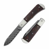 KIV3760A3 Kizer Trestle D – Couteau Lame Acier Damas Drop Point Manche Aluminium/Leopardwood Slipjoint Nail Nick – Livraison Gratuite