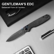 KIV3789A1 Kizer Pokiman CD – Couteau Lame Acier AEB-L Gray SW Drop Point Manche Micarta Black Clutch Lock Thumb Stud Clip – Livraison Gratuite