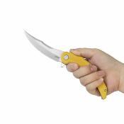 KUB346C Couteau Kubey Wave Crest – Couteau Pliant Pikal | Lame Satin Acier 14C28N | Manche G10 Yellow Roulements Billes - Livraison Gratuite
