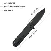 KUB371B Couteau Kubey NEO Black Lame Acier AUS-10 Blackwash IKBS - Livraison Gratuite