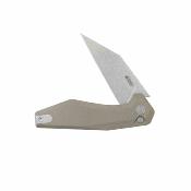 KUB393C Couteau Pliant Kubey Fenrir Wharncliffe Acier 14C28N G-10 Tan IKBS - Livraison Gratuite