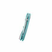KUB421B Kubey Caiman – Couteau pliant EDC lame San Mai M2 Satin Clip Point Manche G10 Tiffany Blue Crossbar Lock – Livraison Gratuite