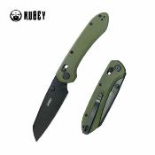 KUB446E Kubey Bonza Lame Acier 14C28N Satin Manche G10 OD Green Crossbar Lock - Livraison Gratuite