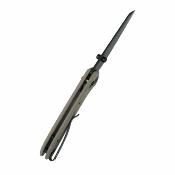 KUB446F Kubey Bonza Lame Acier 14C28N Satin Manche G10 Black & Khaki Crossbar Lock - Livraison Gratuite
