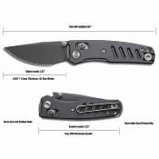 MGR823ADG Miguron Evok Mini Dark Grey - Lame Acier D2 Manche Aluminium Black Cross-Bar Lock Clip - Livraison Gratuite