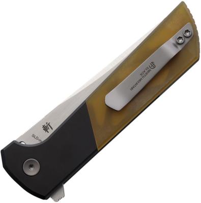 NMB2047UA5 — Couteau North Mountain Blade Chop 2 Button Lock Lame Acier Copper Five Layer Wave Tanto Manche PEI Ambré et Aluminium Noir Livraison Gratuite