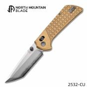 NMB2532CU North Mountain Blade - Couteau Chop Crossbar Lock Lame Acier SLD Tanto Manche Laiton - Livraison Gratuite