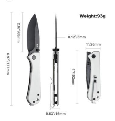 NUKS131007 Couteau NUKNIVES Kumpanter Lame Acier D2 Manche G10 White Liner Lock Ball Bearing - Livraison Gratuite