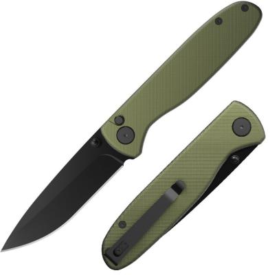 OEDK1C Couteau OUTDOOR EDGE Dirk Button Lock Drop Point Lame Acier 8Cr13MoV Manche Aluminium Vert Sécurité Button Lock - Livraison Gratuite