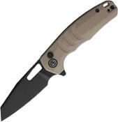 PFE17KDW Couteau Pliant Petrified Fish Trilobite | Lame Reverse Tanto Acier Sandvik 14C28N Black | Manche Khaki G10 Button Lock - Livraison Gratuite