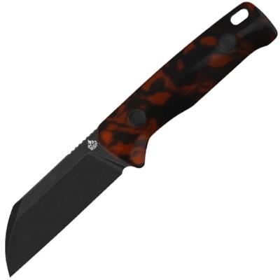 QS130BPB2 Couteau Fixe QSP Knife Baby Penguin Lame Acier 14C28N Manche Résine Écaille de Tortue Étui Cuir - Livraison Gratuite