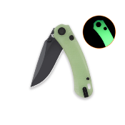 QS174B2 QSP Coyote Nitro V Black Glow G10 Couteau Lame Acier Nitro-V Manche Plaquettes Glow-in-the-Dark G10 Button Liner Lock - Livraison Gratuite