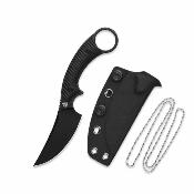 QS178A2 — Couteau QSP Baby Viper Acier 10Cr15MoV Black Stonewash Clip Point Manche G10 Noir Étui Kydex Chasse Bushcraft - Livraison Gratuite