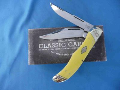 RR1742 Couteau Canif Rough Rider Folding Hunter Yellow 2 Lames Carbone T10 - Livraison Gratuite