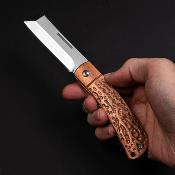 RR2283 Couteau Rough Ryder Apta Lame Cleaver Acier VG-10 Manche Cuivre Slip Joint - Livraison Gratuite