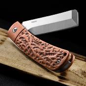 RR2283 Couteau Rough Ryder Apta Lame Cleaver Acier VG-10 Manche Cuivre Slip Joint - Livraison Gratuite