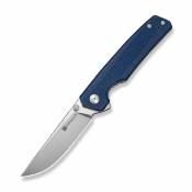S251123 — Couteau Pliant Sencut Stria Lame Acier D2 Satiné (59-61HRC) Manche Plaquettes Blue Canvas Micarta Flipper Thumb Stud Livraison Gratuite