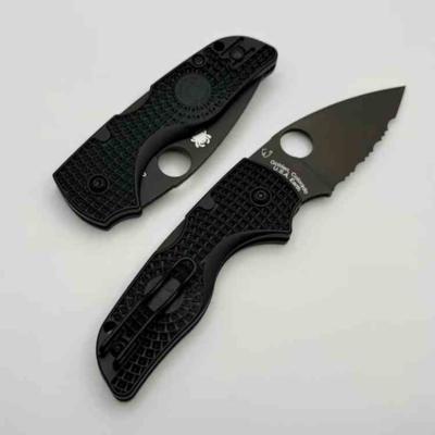 SC230SBBK Spyderco Lil' Native Lightweight | Couteau Lame Leaf-Shaped Acier CTS BD1N Serrated | Manche Black FRN Lockback USA - Livraison Gratuite