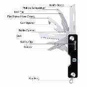 SHIAK01 Shieldon Multitan Tool AK01 | Outil Multifonction 9-en-1 | Lame 420 43 mm | Manche Aluminium + ABS | Verrouillage Axial - Livraison Gratuite