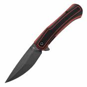 T1024A1 Couteau Tenable Kratos Pliant Drop Point Acier Nitro-V Manche G10 Black/Red Sécurité Liner Lock - Livraison Gratuite 
