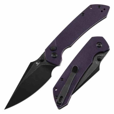 T1034F10 Couteau Tenable Fenrir | Lame Sparrow Steel 14C28N Blackwashed | Button Lock & Manche Purple G10 - Livraison Gratuite