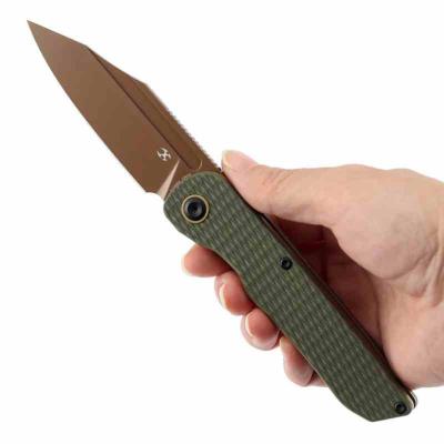 T1103A4 Couteau Kansept Nettle | Lame Reverse Tanto Acier 154CM | Manche Olive Green G10 Linerlock - Livraison Gratuite