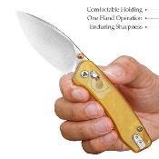 TVJM02YPN Couteau Trivisa Koala-Y Lame Drop Point Acier N690 Manche Ultem Sécurité Axis/Crossbar Bearing - Livraison Gratuite