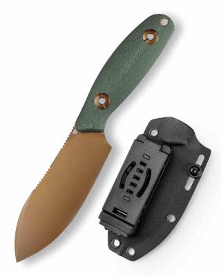 TVJM05GM14 Trivisa Eggplant BM – Couteau Fixe Lame Acier 14C28N Manche Micarta Green Étui Kydex – Livraison Gratuite 