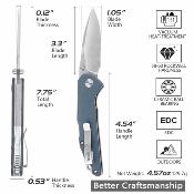 TVTY27GG14 Trivisa Arae-03G – Couteau pliant Back Lock Lame Acier 14C28N Satin Manche Blue G10 - Livraison Gratuite