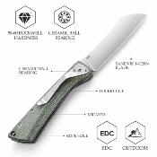 TVYD01GM14 Trivisa Norma-04G – Couteau pliant Liner Lock Lame Acier 14C28N SW Manche Green Micarta - Livraison Gratuite