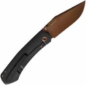 VOSA2103 Couteau Vosteed Vallhund | Lame Clip Point Acier S35VN Copper Dune | Manche Black Titanium Frame Lock - Livraison Gratuite