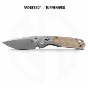 VOSA2232 Couteau Vosteed Psyop 299 | Lame Acier S35VN Stonewash | Manche Micarta Natural & Bolster Gravé | Livraison Gratuite
