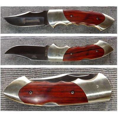 Couteau Browning Manche en bois Acier Sandvik 12C27 Cran d'arrêt BR111C - Livraison Gratuite