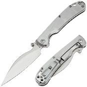 DGRF23FSSV — Couteau Daggerr Pelican Lame Acier VG-10 Drop Point Satiné Manche Acier Inox Frame Lock Livraison Gratuite